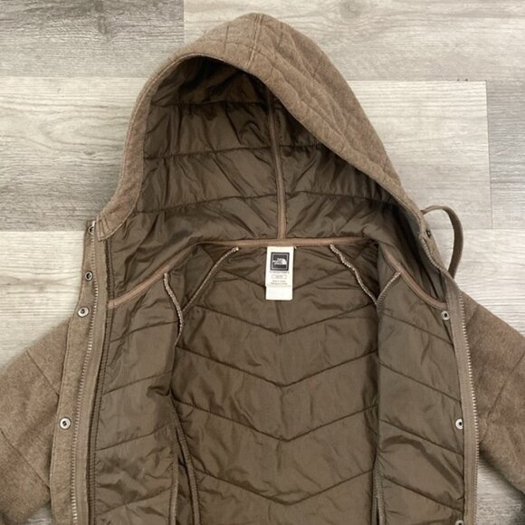 The North Face Puffer Jacket Hooded Women's XS Brown Heather Zip Pockets Quilted - Picture 12 of 15